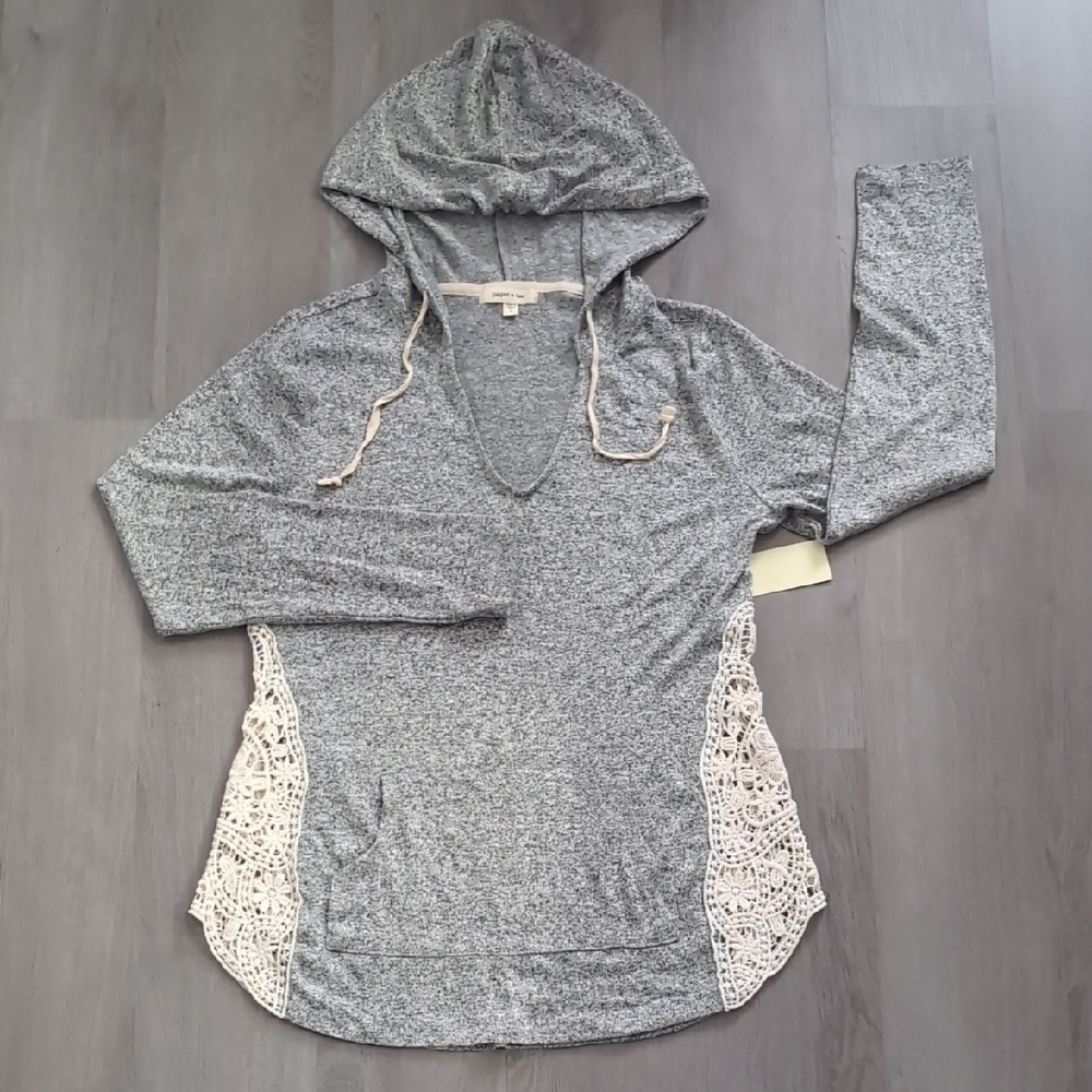 NWT Paper Tee Gray Hooded Long-Sleeve Sweatshirt